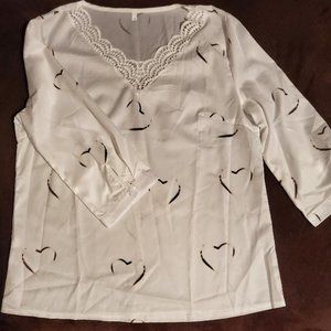 White Blouse With Gold Hearts (New)